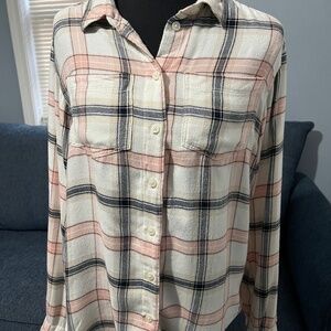 Pink White and Black Lightweight Flannel Sz Small